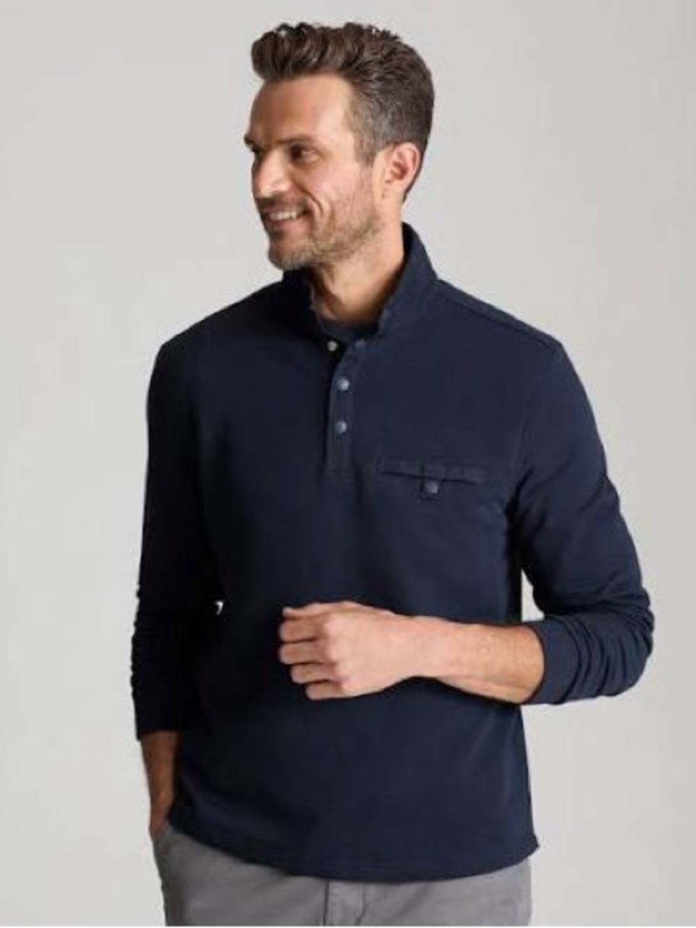 UNTUCKit Parkson Snap Fleece Pullover Navy Blue Mock Neck Sweater Mens Medium M